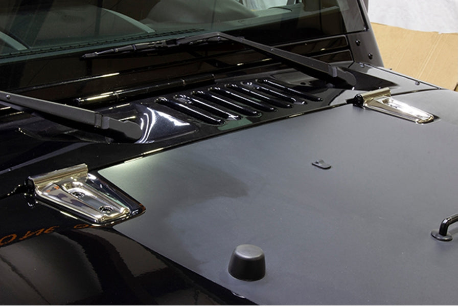 Kentrol Hood Hinge Overlays, Pair - Polished Silver